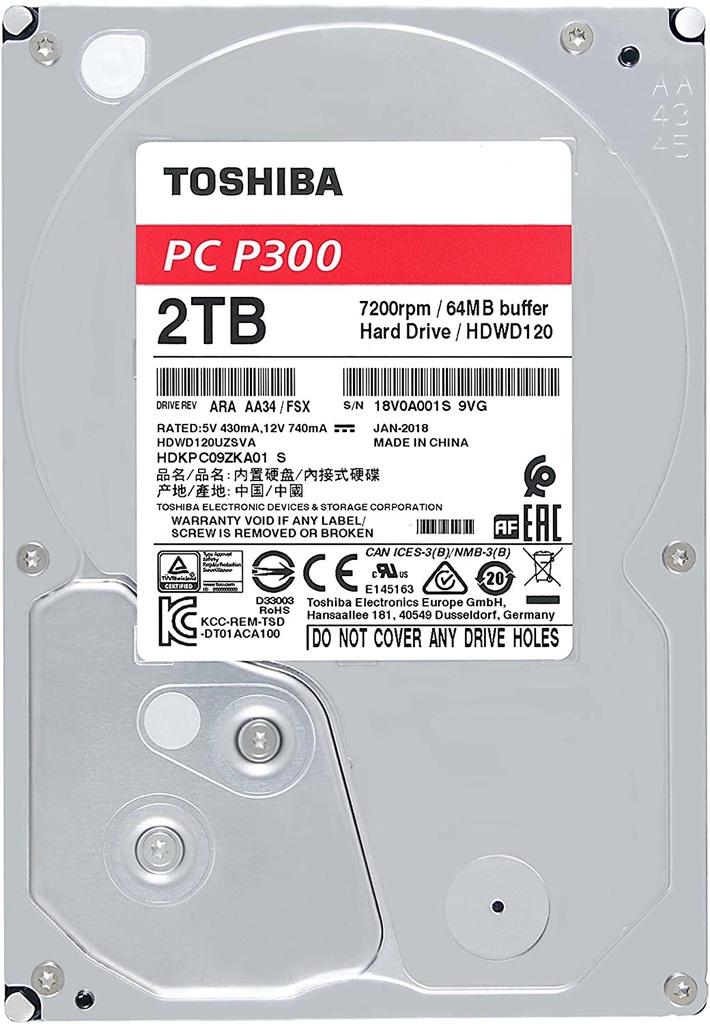Desktop HDD Toshiba 2TB 3.5 Inch SATA 7200RPM